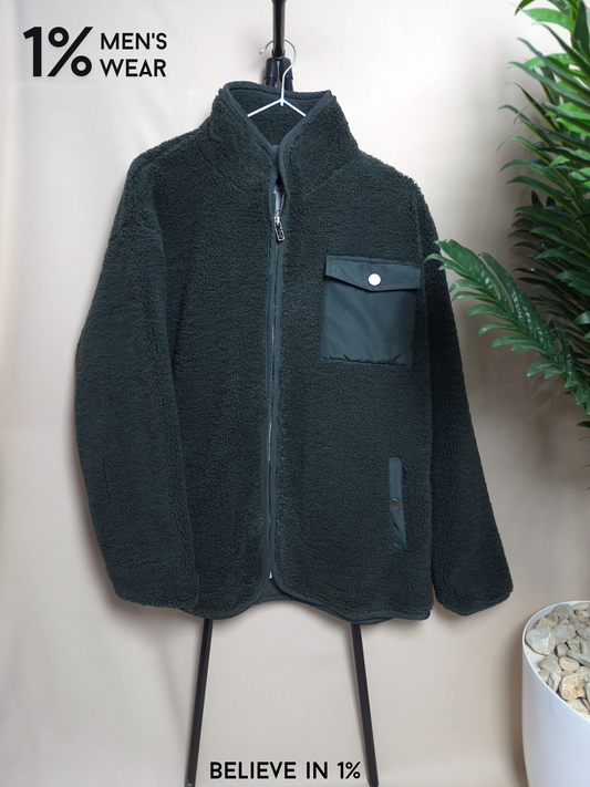 Sherpa Box Fit Jacket – Olive Green